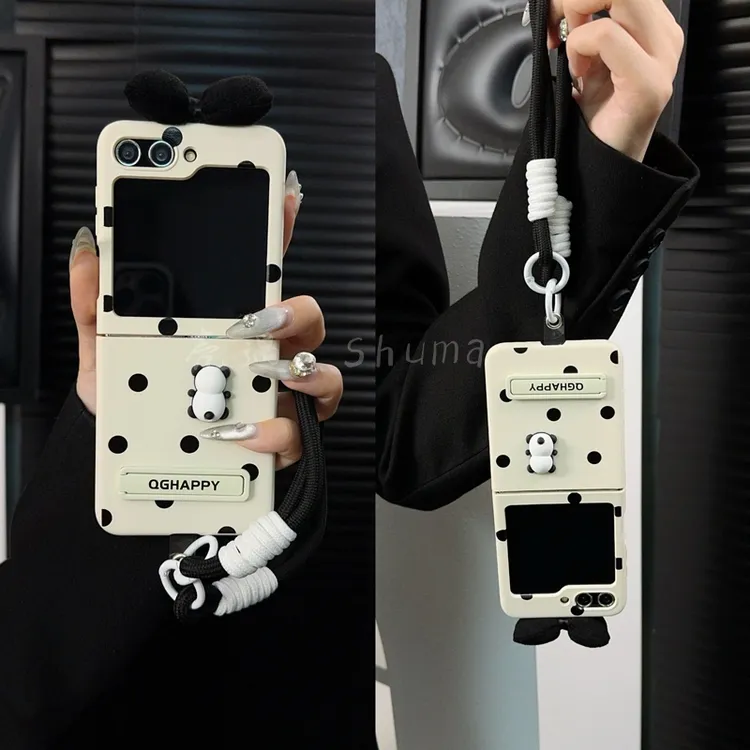 适用三星zflip6手机壳新款galaxy套zflip6波点小众蝴蝶结公仔女款