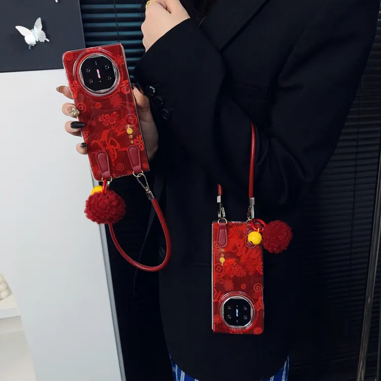 适用华为matex5手机壳新款x5典藏套matex3锡纸纹喜庆中国结顺女款