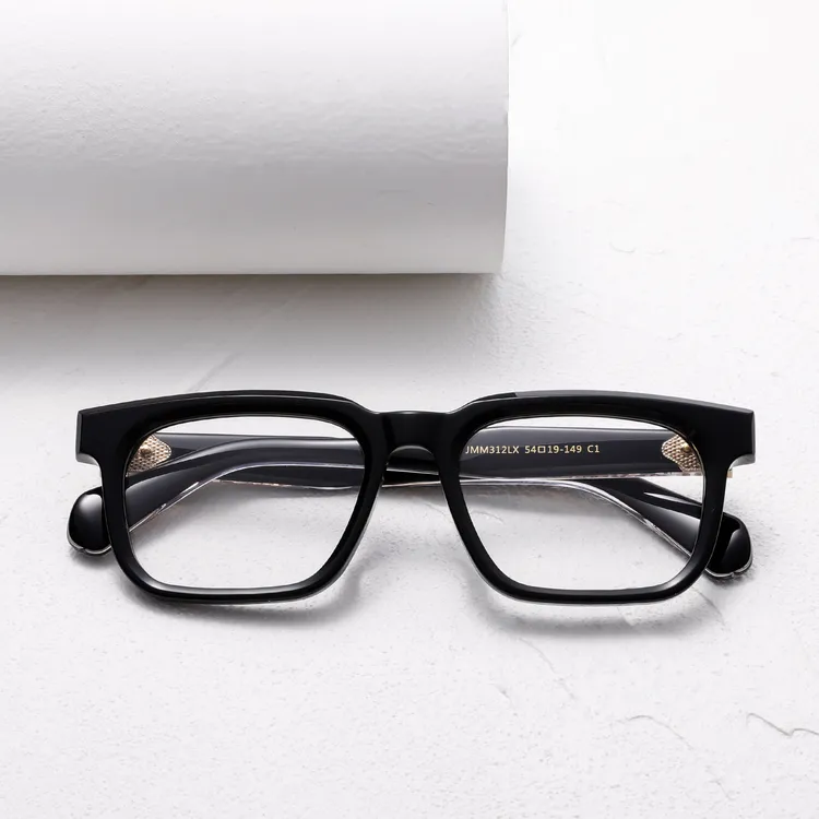 复古方框厚边板材JACQUES同款JMM312lX玳瑁质感平光近视墨镜手工
