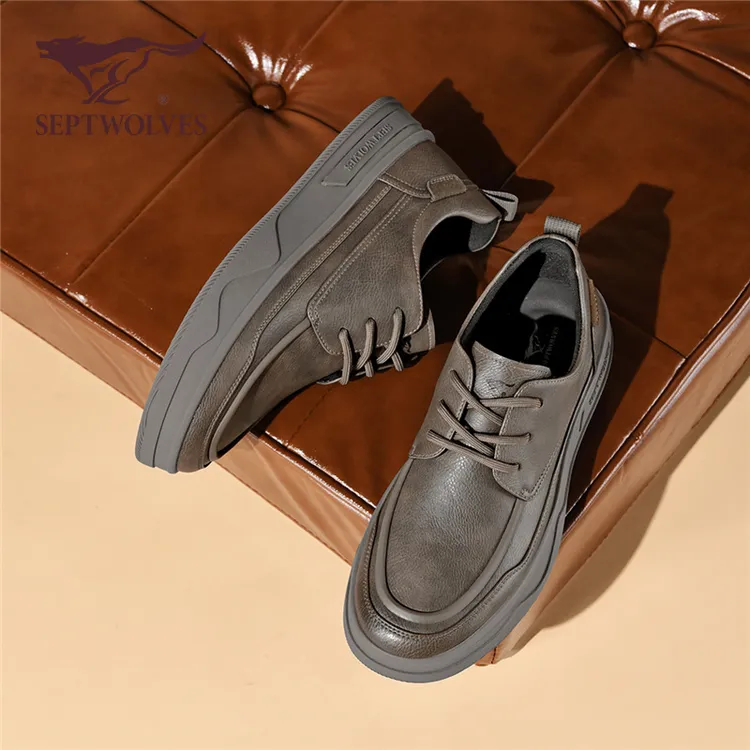 七匹狼休闲皮鞋男鞋板鞋2025年秋季新款英伦风韩版百搭厚底0882