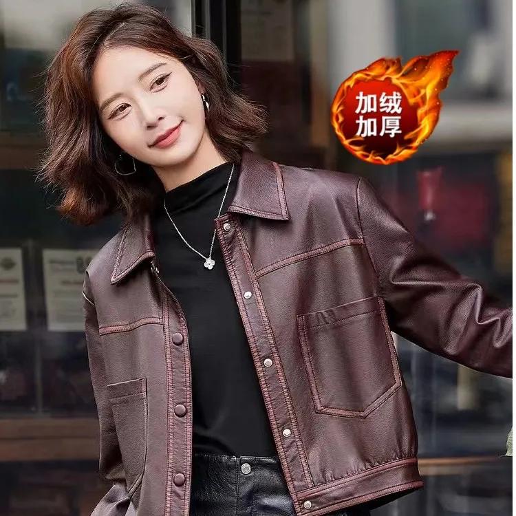 港风复古皮衣外套女短款2024春秋新款小个子气质高级感休闲8819