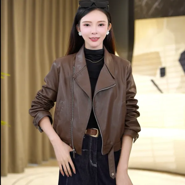 【灰姑娘专属】皮衣外套女秋2024新款港风复古炸街皮夹克美拉德2318