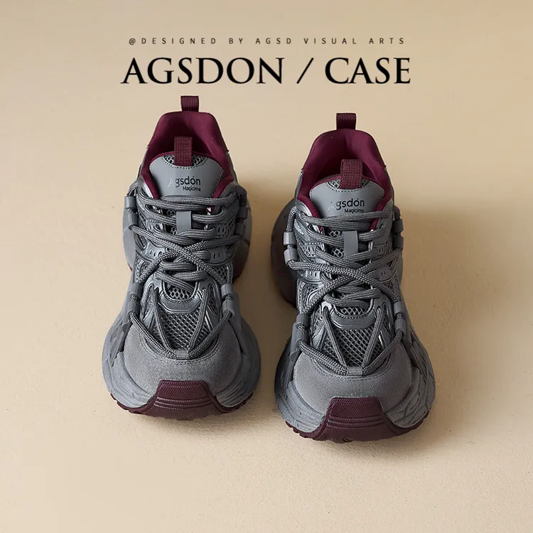 奥古狮登灰色老爹鞋女款2025秋季新款爆款百搭厚底增高运动鞋复古