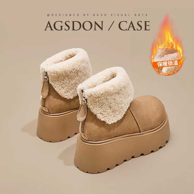 /奥古狮登雪地靴女冬季2025新款厚底增高加绒加厚棉鞋勃肯短靴子Q