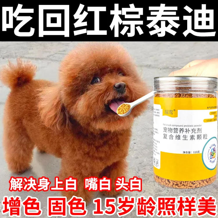 泰迪毛发发白增色专用营养补充剂泰迪犬增色红棕色美毛亮毛营养品