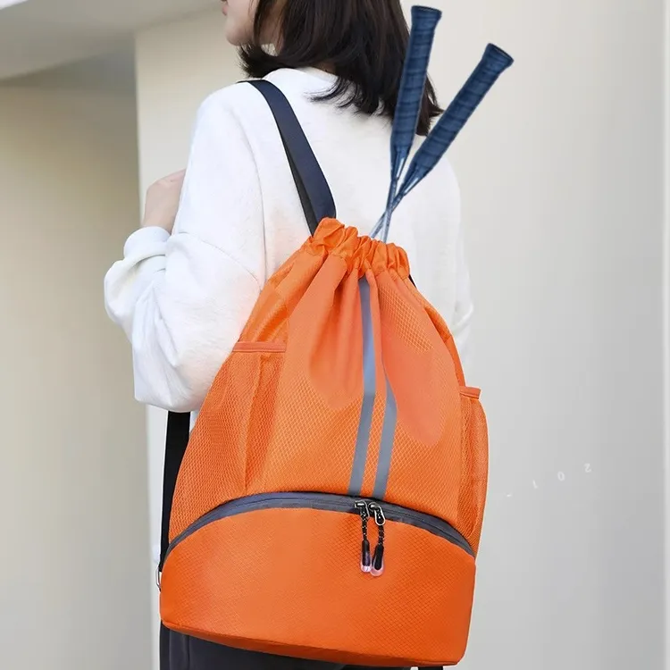 羽毛球包双肩背包网球拍抽绳背包大容量干湿分离健身包防水背包