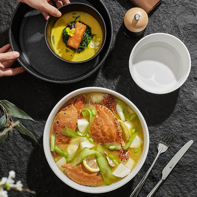 【一亨石纹碗】芬兰Hewitt家用高级感吃饭碗汤碗斜口沙拉碗陶瓷餐具