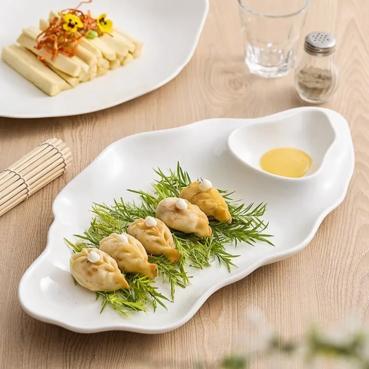 创意饺子盘托盘家用菜盘子带醋碟水饺专用陶瓷餐盘西餐盘早餐盘