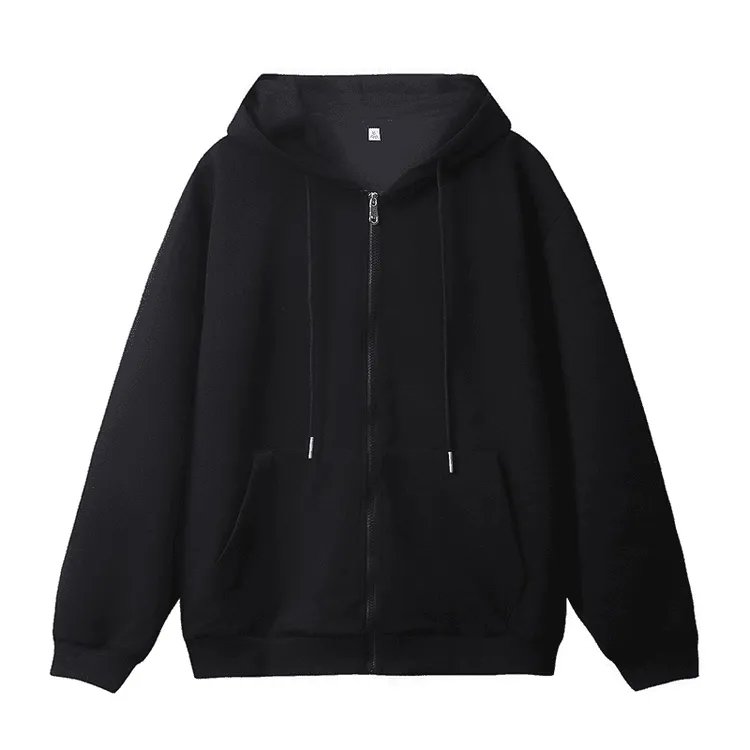 潮牌宽松百搭休闲外套美式叠穿情侣帽衫纯色连帽卫衣开衫男女同款