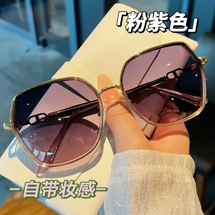 自带妆容感时尚墨镜防晒防紫外线2024年新款大脸显瘦偏光太阳镜
