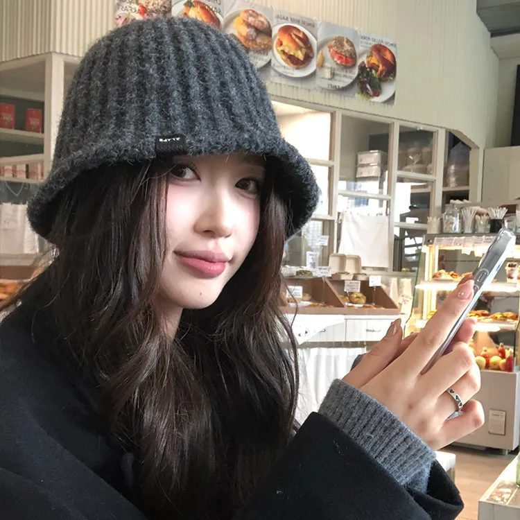 【猫仔kitten】时尚针织渔夫帽女秋冬季毛线百搭显脸小大头围盆帽