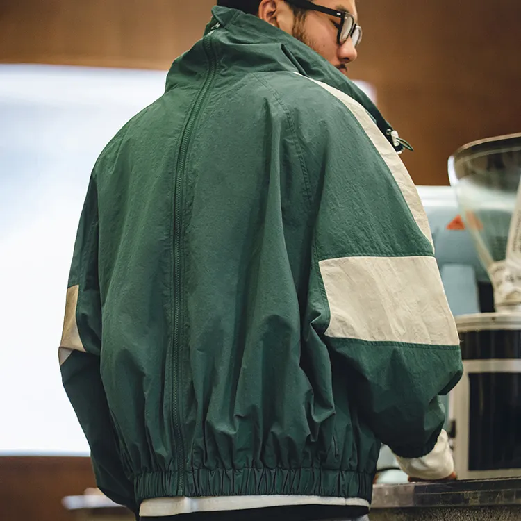 马登工装美式复古宽松可拆卸双拉链夹克夏季短款拼接字母外套男潮