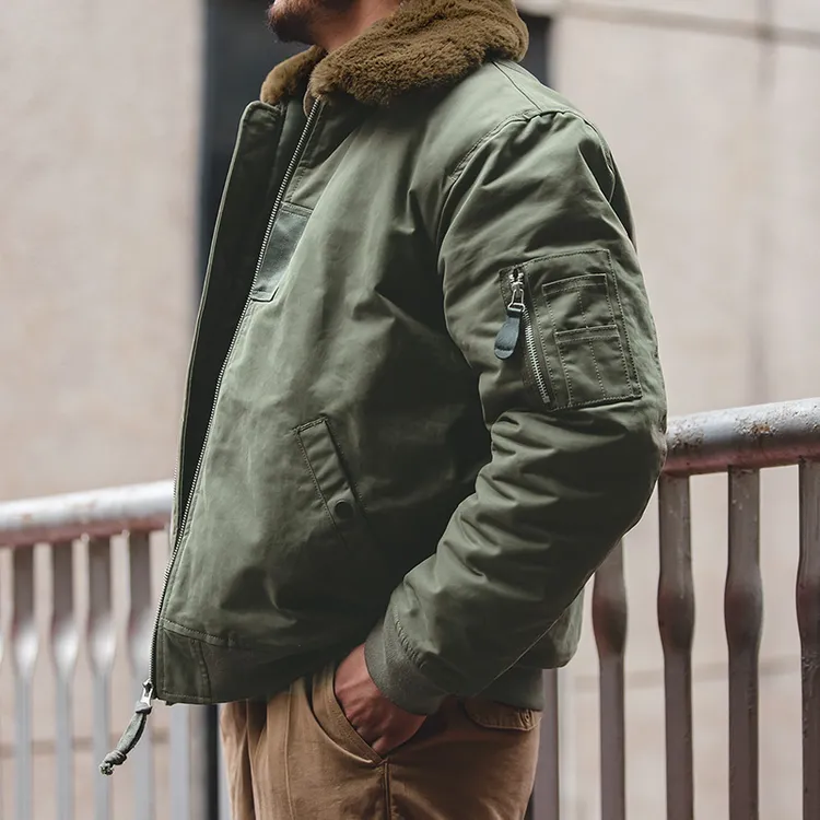 马登工装美式复古B15夹克飞行员加厚毛领外套棉服轰炸机男士秋冬