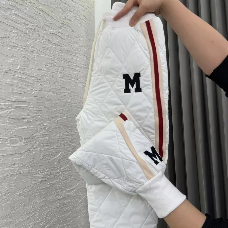 新欧货M字母时尚拼接宽松棉裤加厚高腰洋气哈伦裤百搭运动卫裤-佳