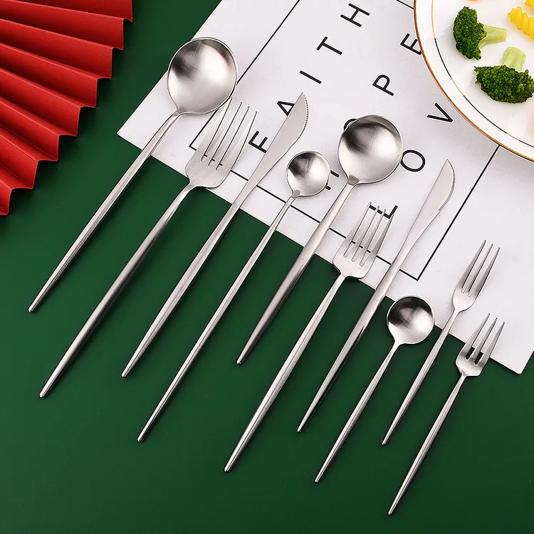 勺子 长柄 葡式 西餐餐具 家用酒店不锈钢牛排刀叉勺甜品叉咖啡勺