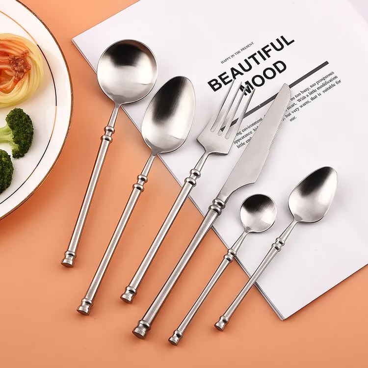 东方明珠系列304不锈钢加厚叉子勺子420钢牛排刀叉实心圆柄刀叉勺