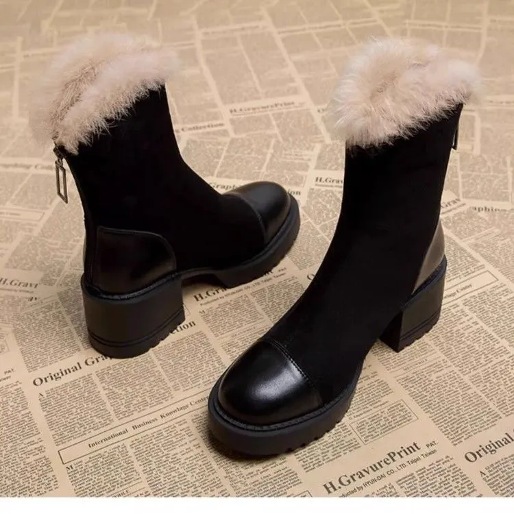 秋冬款雪地靴女2023冬天马丁靴加绒加厚高跟棉鞋网红爆款超火短靴