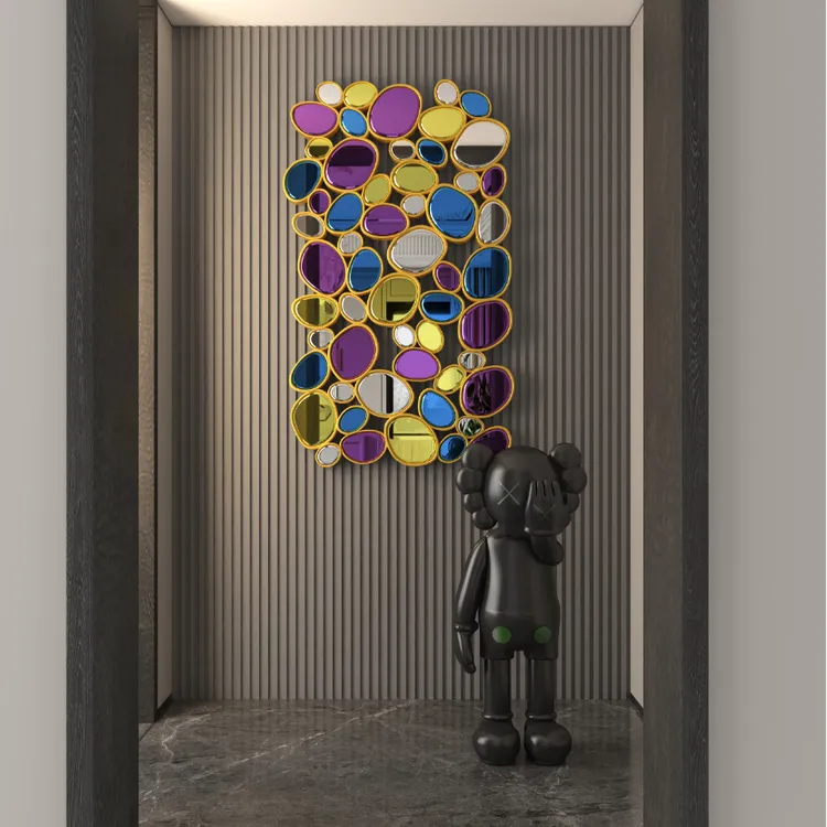 装饰镜镜墙双全包邮镜4玻璃镜落地式丽圆角财貌怀旧组合方格港风