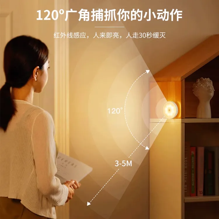 橱柜餐厅感应灯不插电可调节全自动磁吸声控家用玄关小夜灯吊灯