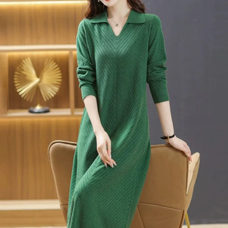 胖mm时尚气质连衣裙女2025秋季新款韩版纯色高级感减龄休闲宽松裙