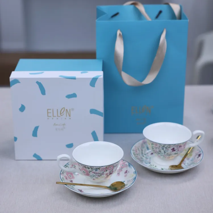 艾尔伦花语系列礼盒礼物高骨瓷杯碟套装礼物咖啡杯碟茶杯红茶杯