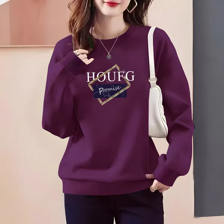 圆领卫衣女秋冬季2024新款大码胖mm外套洋气减龄宽松休闲加绒上衣