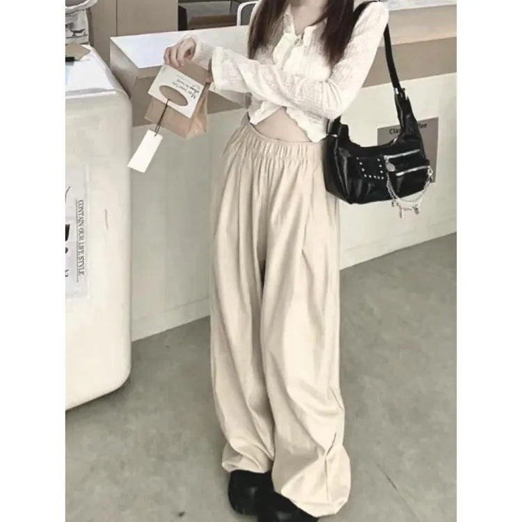 高腰显瘦休闲山本裤女夏季2024年新款宽松直筒垂感阔腿拖地长裤子