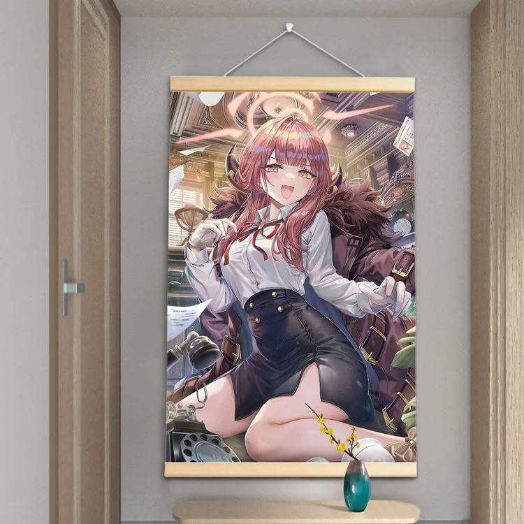 纯欲少女漫画二次元周边挂画卧室房间出租屋装饰创意布艺卷轴挂画