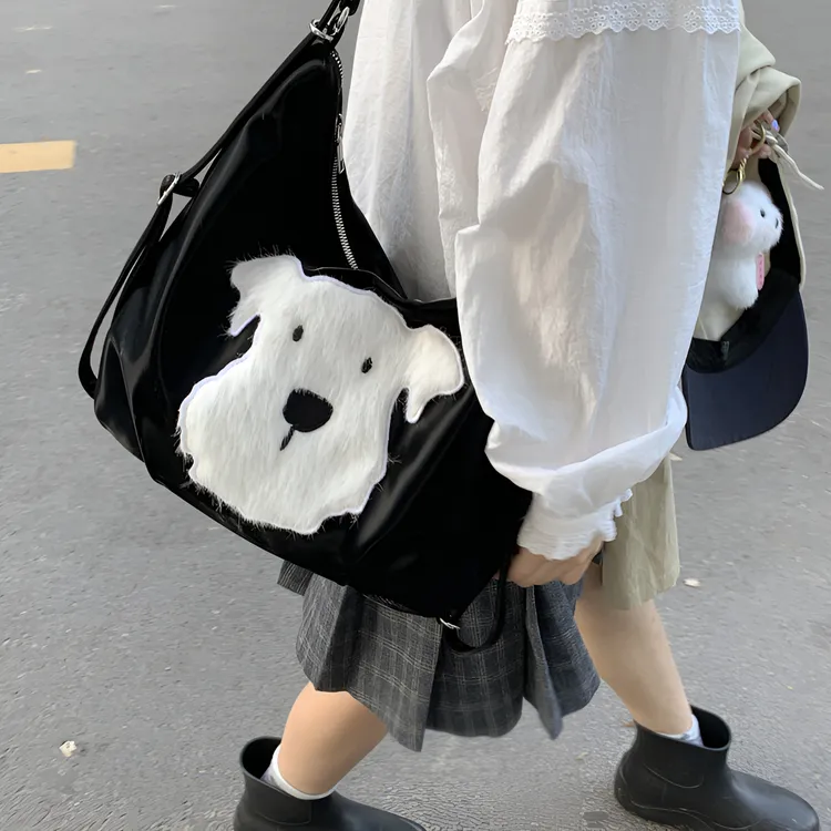 可爱西高地单肩包包女2025新款春季学院风大容量托特包通勤双肩包