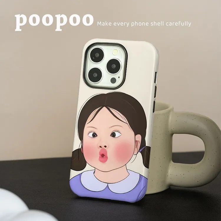 斗鸡眼女孩适用苹果手机壳搞怪少女卡通可爱ins防摔菲林全包软壳