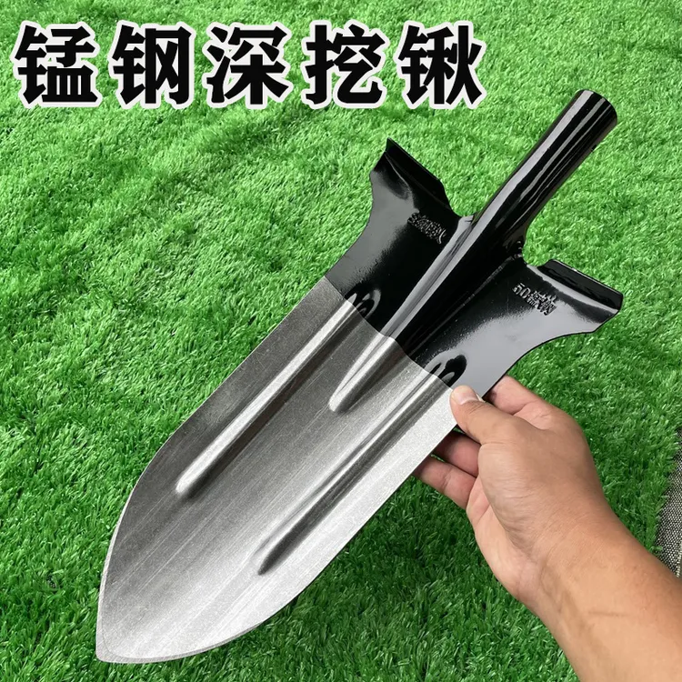 新款锰钢淬火加长款铁锹加厚窄口挖山药全钢尖锹挖沟挖树铲子铁锨