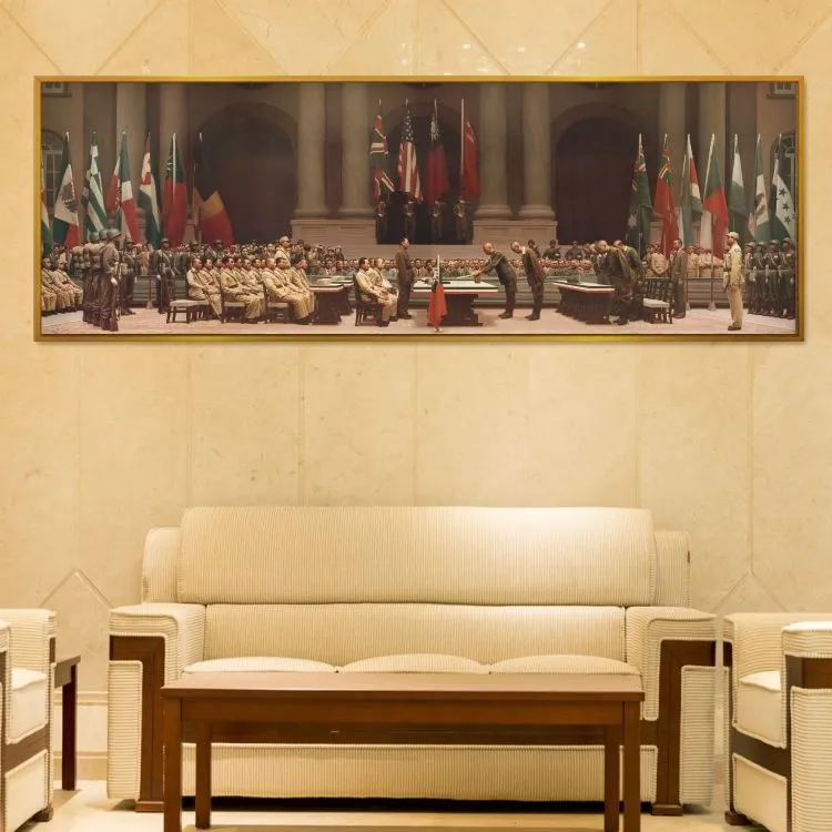 日本投降图客厅装饰画红色革命题材画党建文化墙宣传画办公室挂画