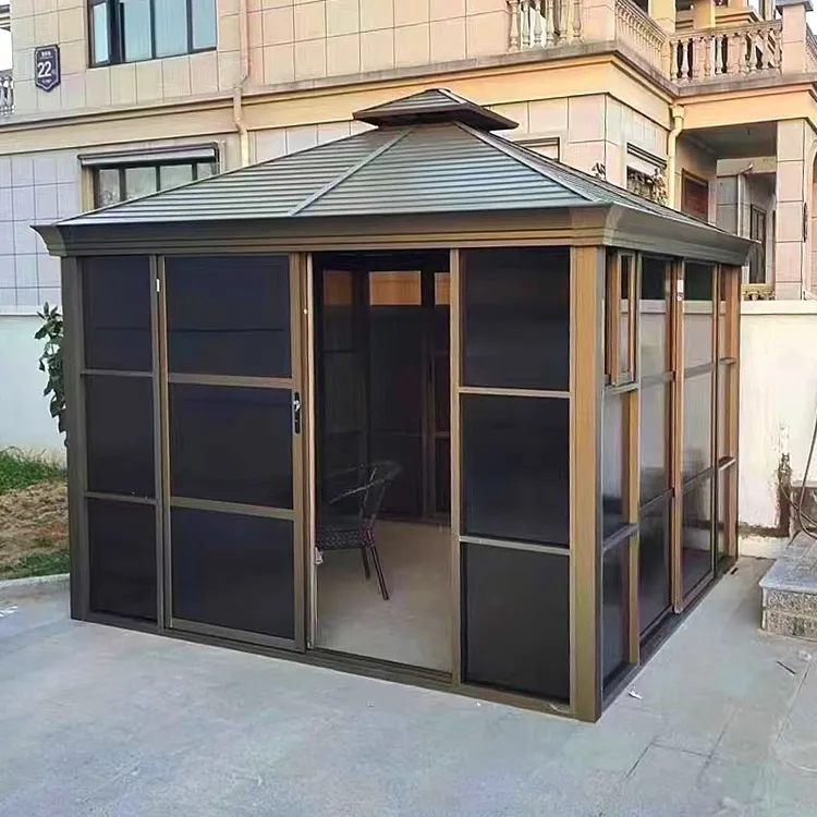 户外凉亭铝合金阳光房茶室现代花园别墅遮阳棚大庭院休闲室外亭子
