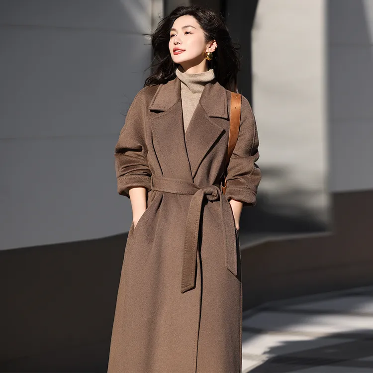 奢香夫人紫绒纯山羊绒大衣女时尚外套气质显瘦秋冬100%羊绒外套