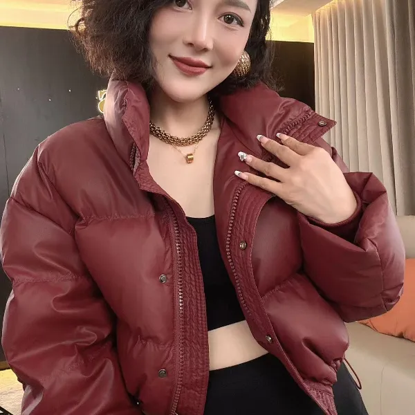 【耿老板】2024新款安可拉红免洗皮立领加厚显瘦短款面包羽绒服447#