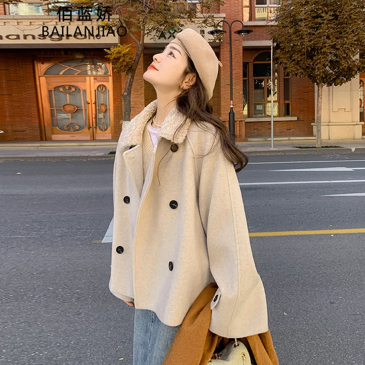 米色毛呢外套女秋冬2025新款小个子韩系高级气质小香风短款呢大衣