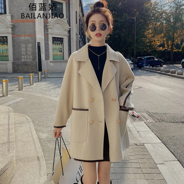 chic小个子爆款韩系呢大衣女秋冬2025新款毛呢外套加厚流行韩剧