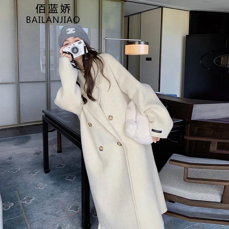 白色双面羊绒大衣女秋冬2025新款韩系高级感超好看中长款毛呢外套