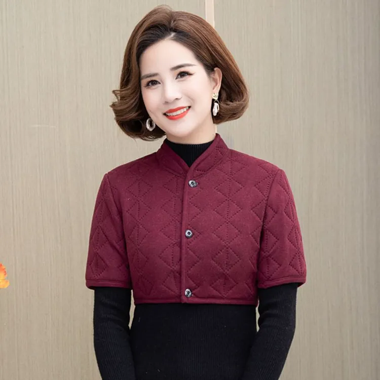 中老年女装秋冬护肩妈妈防寒保暖坎肩加厚洋气纯色小马甲肩周防冻