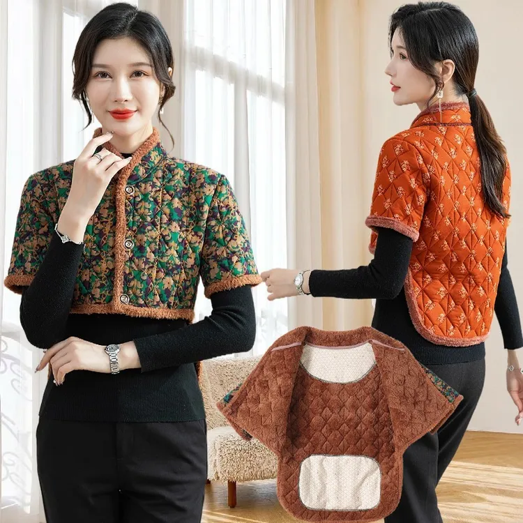 加绒护肩膀坎肩女士秋冬季中老年妈妈装护肩周防寒保暖护腰小马甲