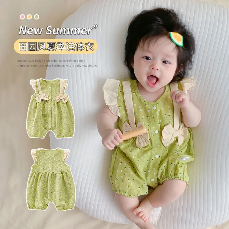 女宝宝夏装超萌公主衣服短袖婴儿连体衣夏季外出爬服薄款包屁哈衣