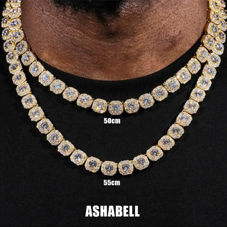 铜项链 ASHABELL欧美嘻哈镶满钻锆石冰糖项链个性男锁骨链