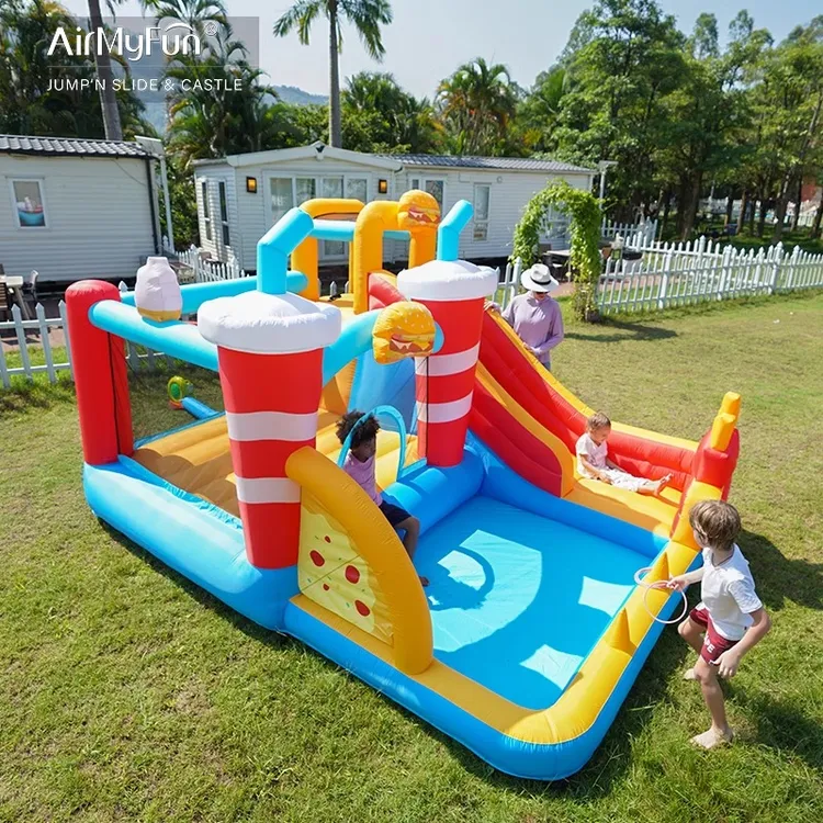 AirMyFun汉堡充气城堡家庭小型淘气堡蹦蹦床儿童室内带护网
