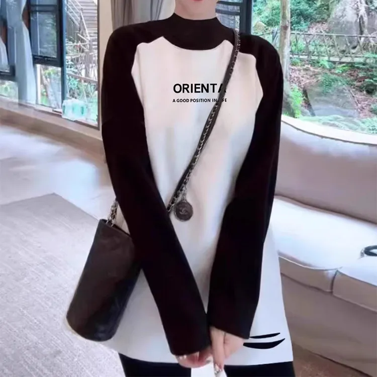 双面德绒中长款鲨鱼裤伴侣打底衫秋冬保暖内搭长袖t恤女破洞上衣