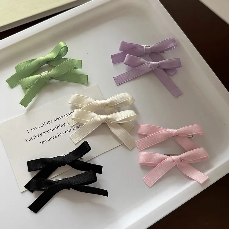 可爱少女丝带蝴蝶结发夹ins甜美鸭嘴夹侧边刘海夹碎发双马尾发卡