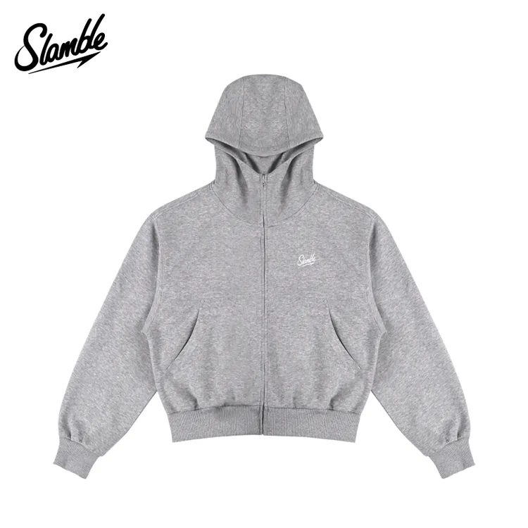 SLAMBLE秋冬新款加厚卫衣男女运动外套休闲连帽衫拉链短款宽松潮