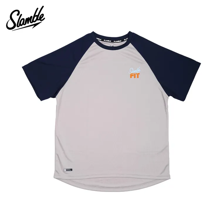SLAMBLE夏季速干上衣运动户外篮球圆领球服FIT训练半袖撞色短袖
