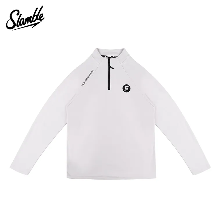 SLAMBLE冬季新款重磅双面德绒半拉链长袖T恤男打底衫立领运动休闲