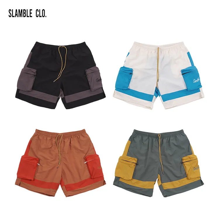 SLAMBLECLO.拼色工装短裤男运动速干透气潮流百搭五分裤宽松篮球
