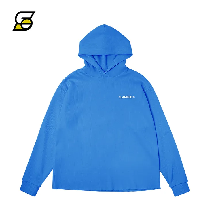 SLAMBLE春季新款华夫格连帽卫衣男宽松美式潮牌运动帽衫休闲外套